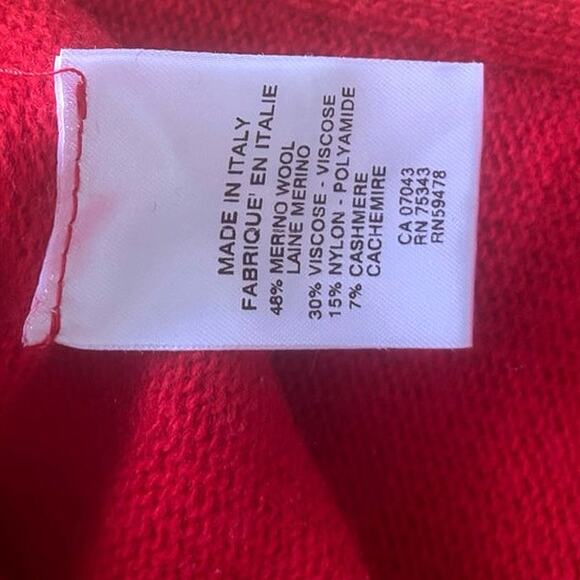 BIANCO & BLU Italy Cashmere And Silk Blend Ottoman Sweater Red EUC Size Small - Picture 6 of 8